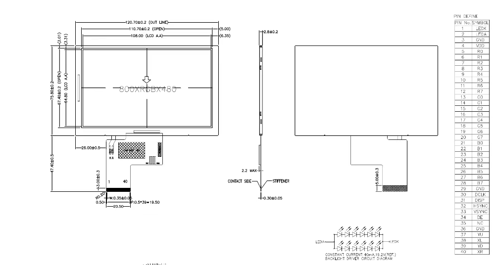 5 inch TFT LCD Display