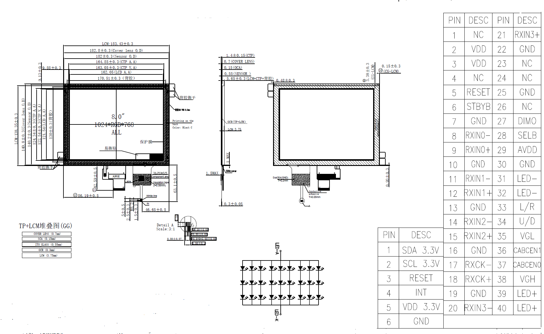 8 inch touch display module